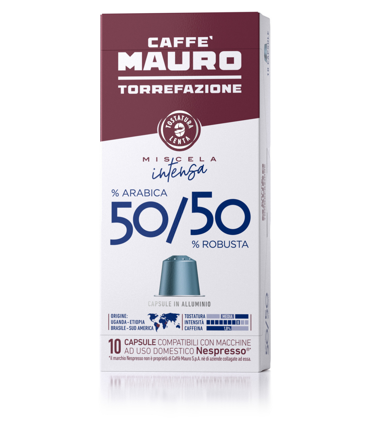 CAFFE' MAURO COMPATIBILI NESPRESSO* 50% ARABICA - 50% ROBUSTA 10 CAPSULE 55g
