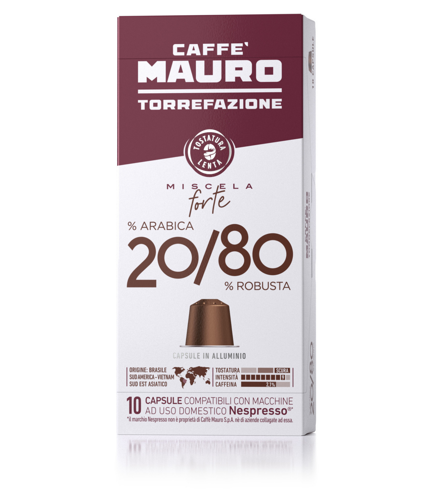 CAFFE' MAURO COMPATIBILI NESPRESSO* 20% ARABICA - 80% ROBUSTA 10 CAPSULE 55g