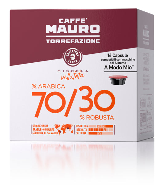 CAFFE' MAURO COMPATIBILI A MODO MIO 70% ARABICA - 30% ROBUSTA 16 CAPSULE
